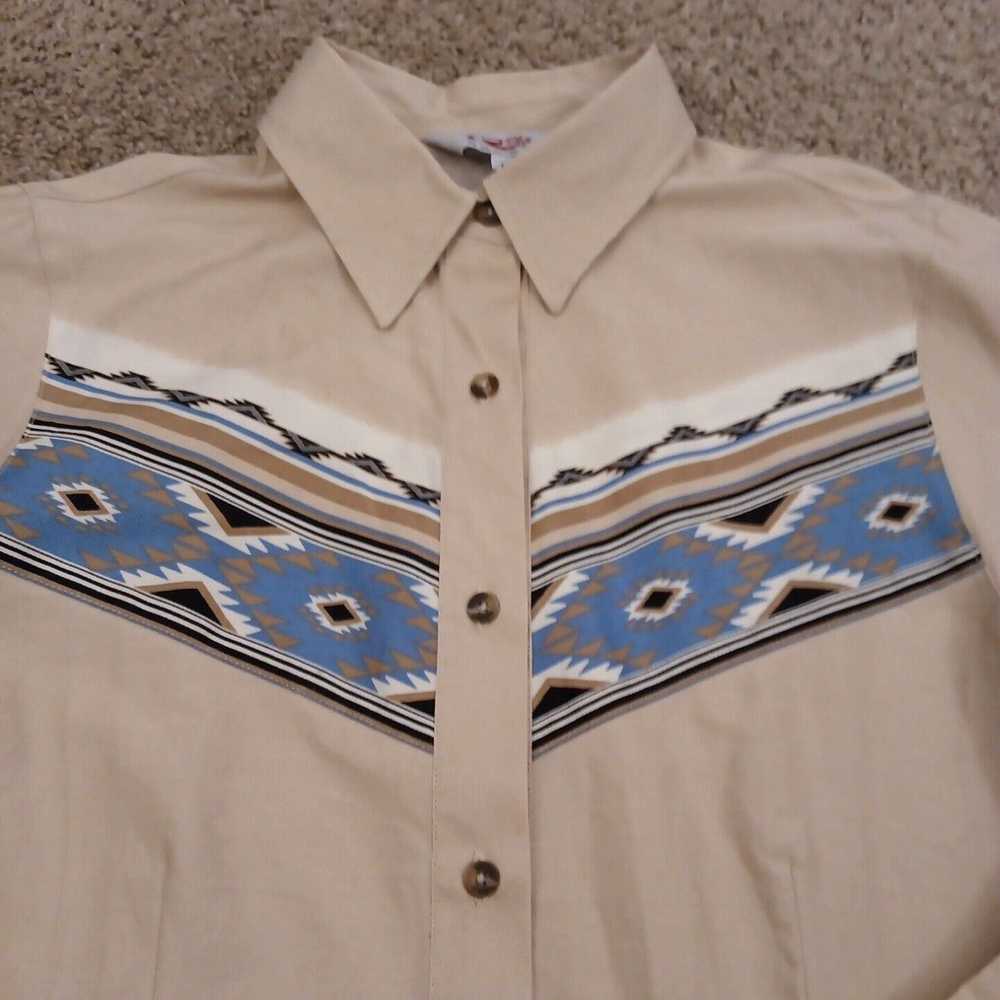 Roper Roper Shirt Womens Medium Beige Blue Native… - image 3