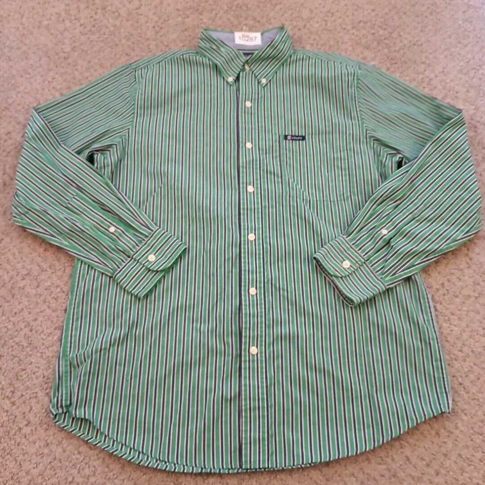 Chaps Chaps Shirt Mens Medeium Green Blue Striped… - image 1