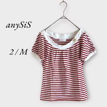 【anySiS】anySiS White x Red Border Short-sleeve Cu… - image 1