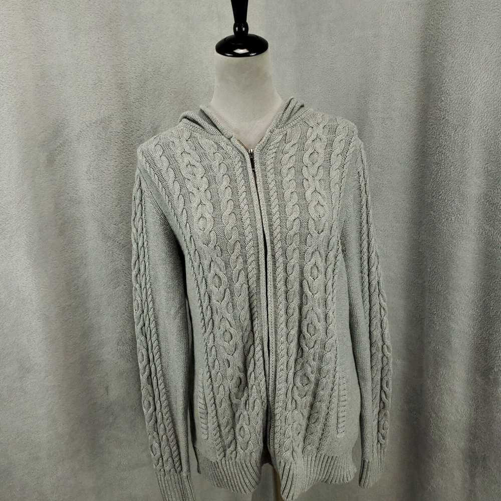 Vintage New LL Bean Sweater Women Large Gray Cabl… - image 1