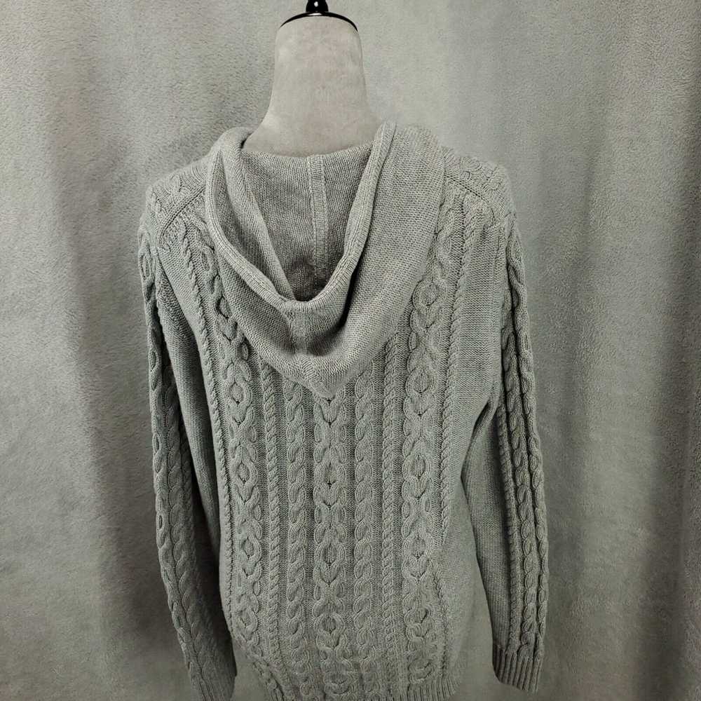 Vintage New LL Bean Sweater Women Large Gray Cabl… - image 3