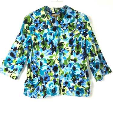 Vintage Notations Shaket Large Blue Floral Long S… - image 1