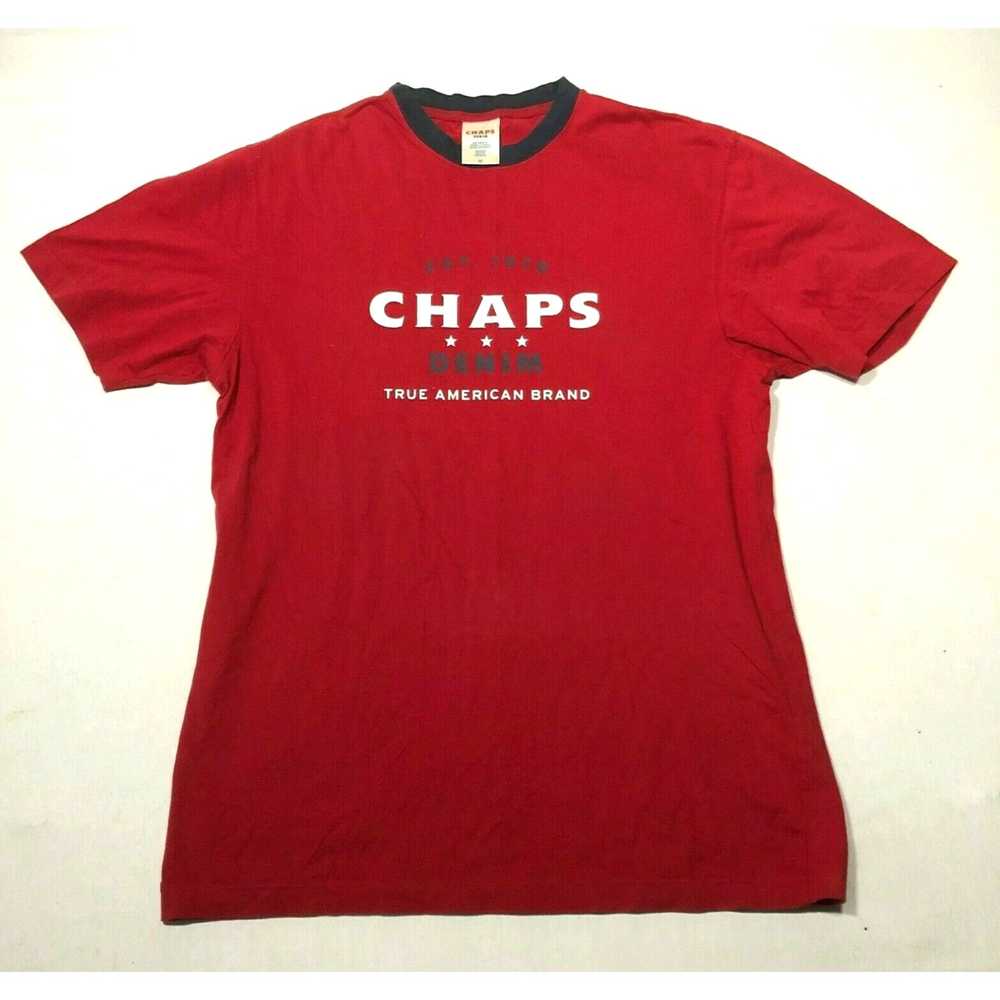 Chaps Chaps Denim Tee T Shirt Mens M Red Blue Log… - image 1