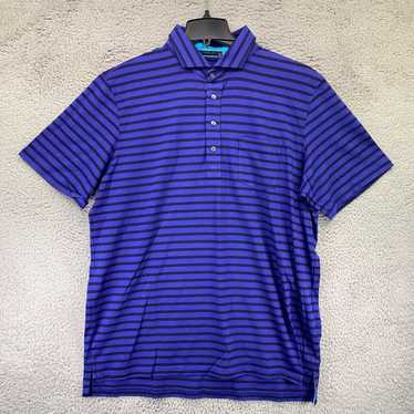 Vintage Greyson Polo Shirt Mens XL Blue Striped S… - image 1