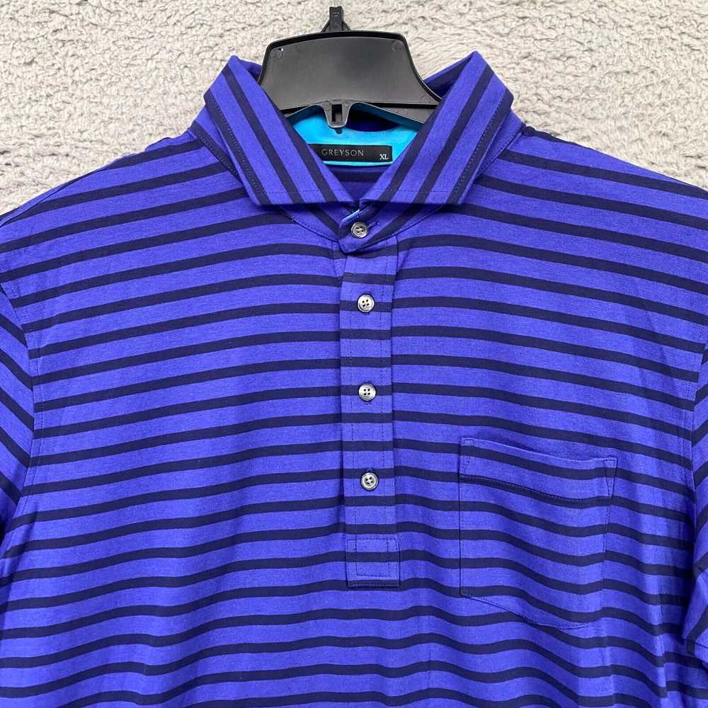 Vintage Greyson Polo Shirt Mens XL Blue Striped S… - image 2