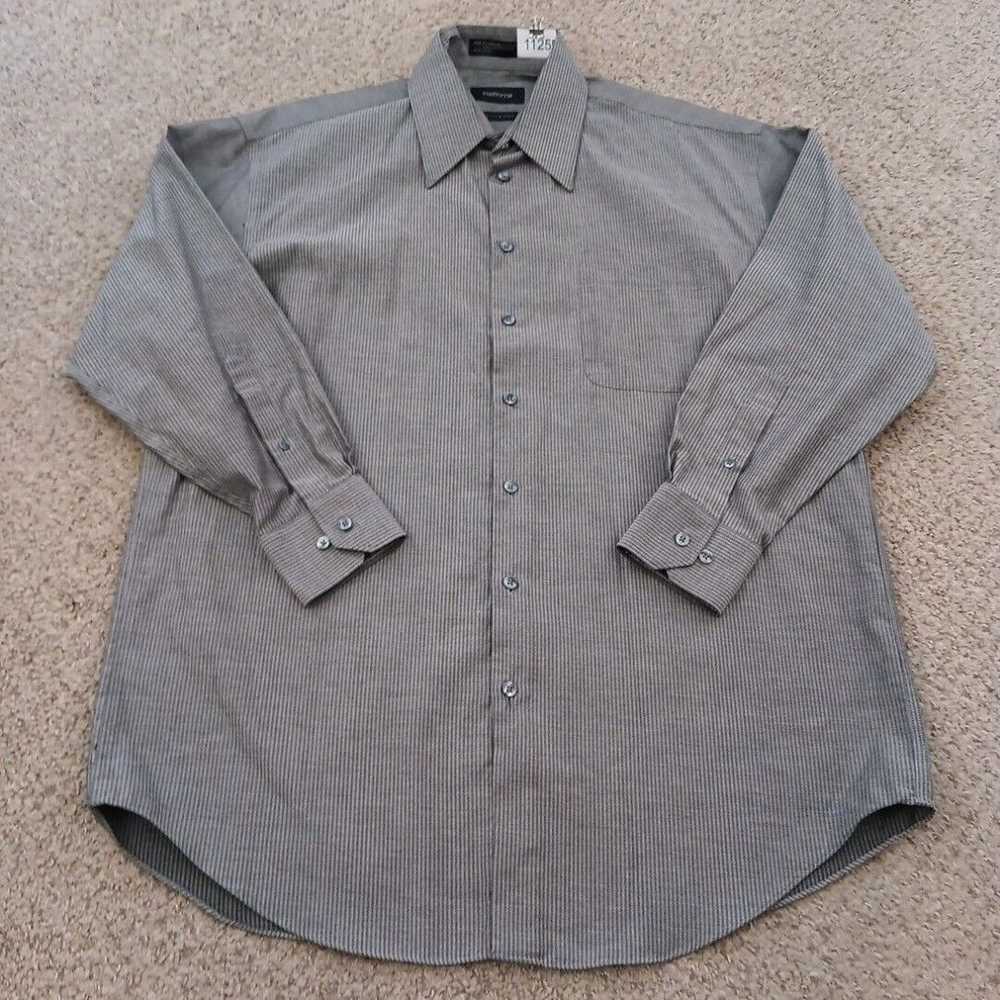 Vintage Claiborne Shirt Mens Large Gray Striped L… - image 1