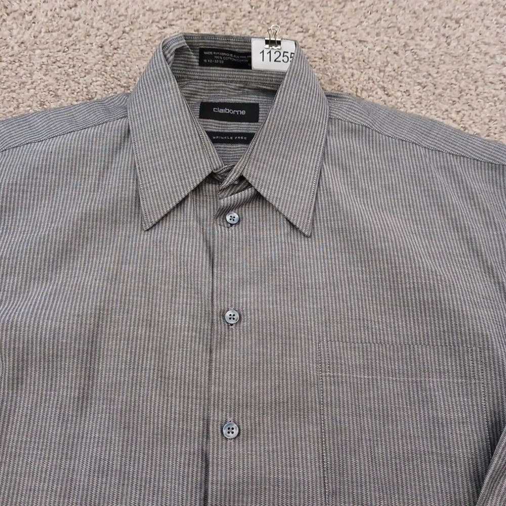 Vintage Claiborne Shirt Mens Large Gray Striped L… - image 2