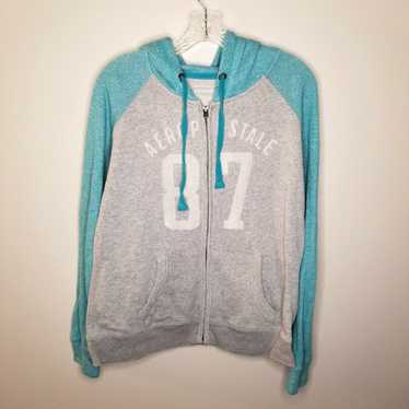 Vintage Aeropostale Womens Blue Gray Full Zip Hood