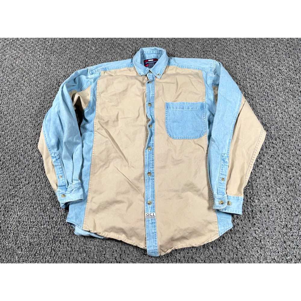 Vintage VTG Mixed Material Work Shirt Adult Mediu… - image 1