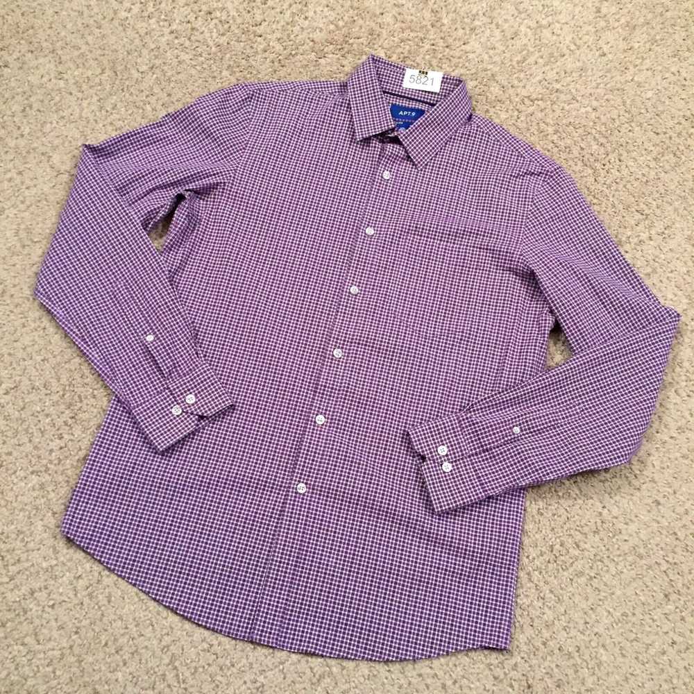 Vintage Apt 9 Shirt Mens Medium Slim Purple Plaid… - image 2