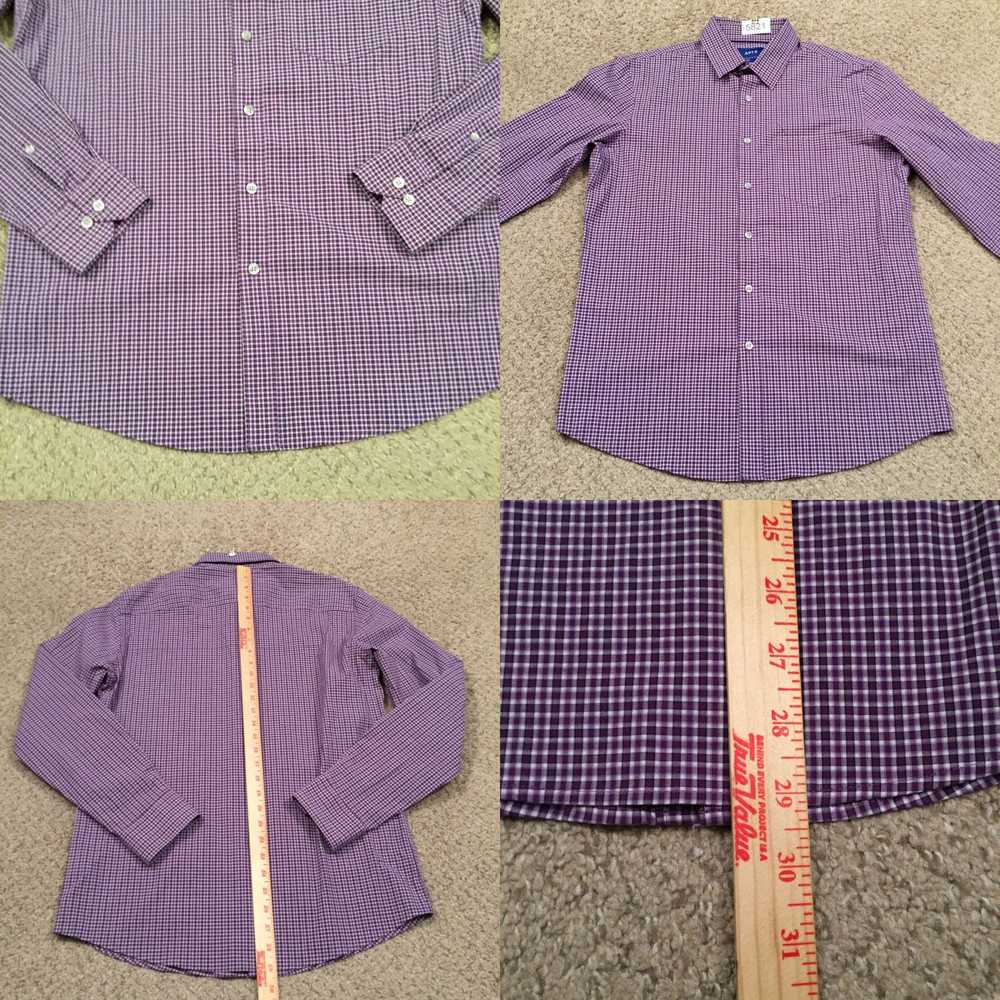 Vintage Apt 9 Shirt Mens Medium Slim Purple Plaid… - image 4