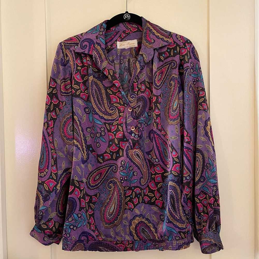 Vintage Purple Paisley Blouse Da-Rue of California - image 1