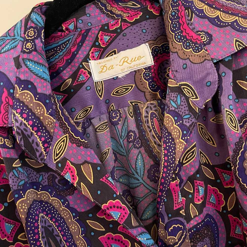 Vintage Purple Paisley Blouse Da-Rue of California - image 2