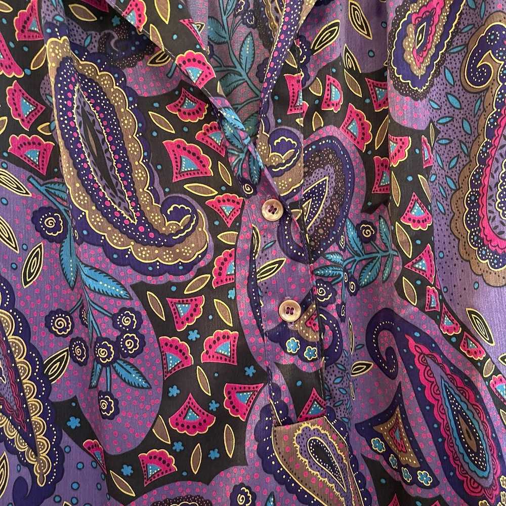 Vintage Purple Paisley Blouse Da-Rue of California - image 4