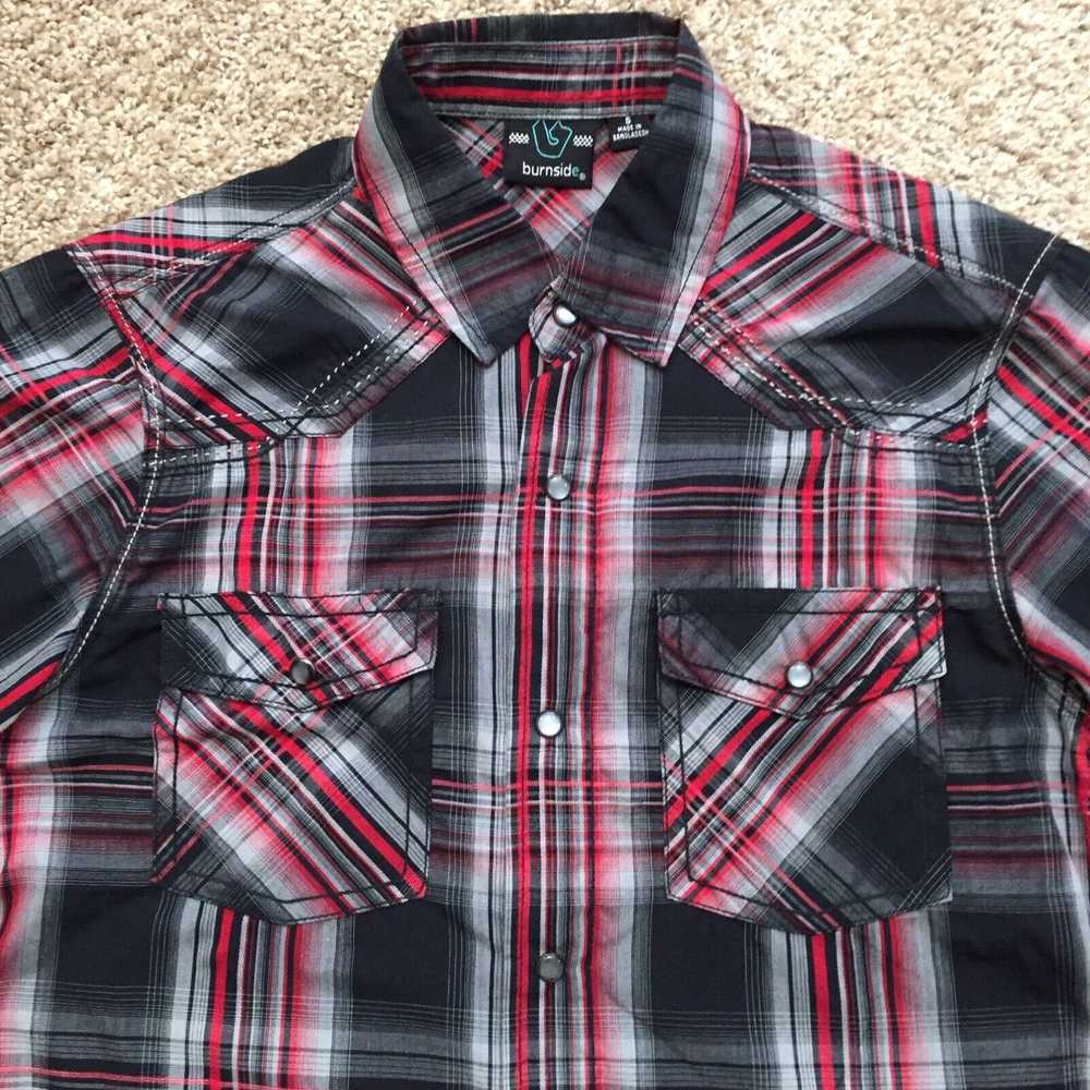 Burnside Burnside Shirt Mens Small Black Red Plai… - image 3