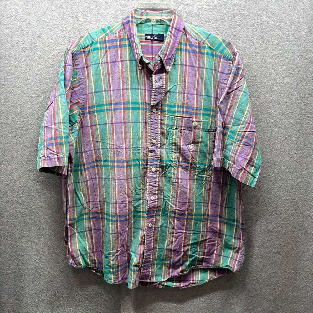 Nautica Vintage Nautica Shirt Adult Large Green P… - image 1