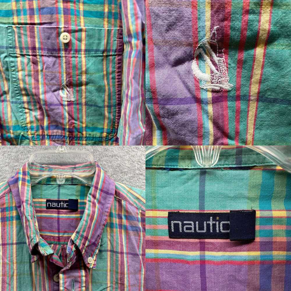 Nautica Vintage Nautica Shirt Adult Large Green P… - image 4