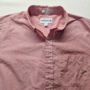 Vintage Saddlebred Red Striped Button Up Shirt Sh… - image 1