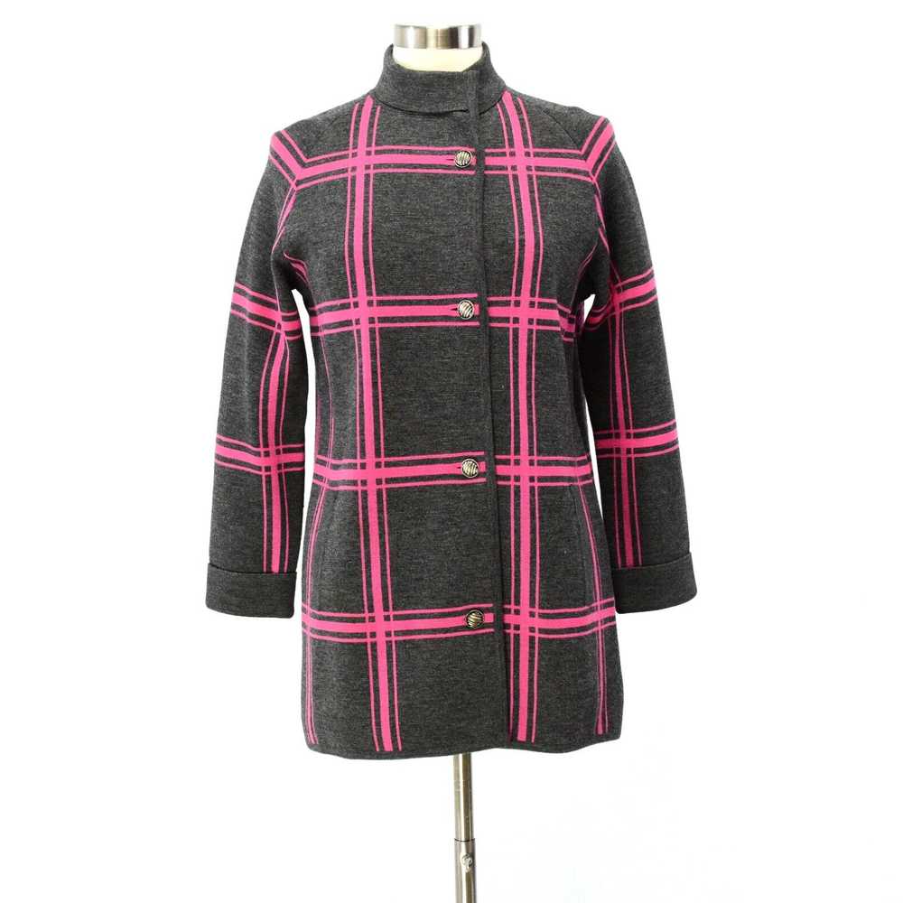 Pinko 60s Vintage Pink & Gray Window Pane Plaid W… - image 2