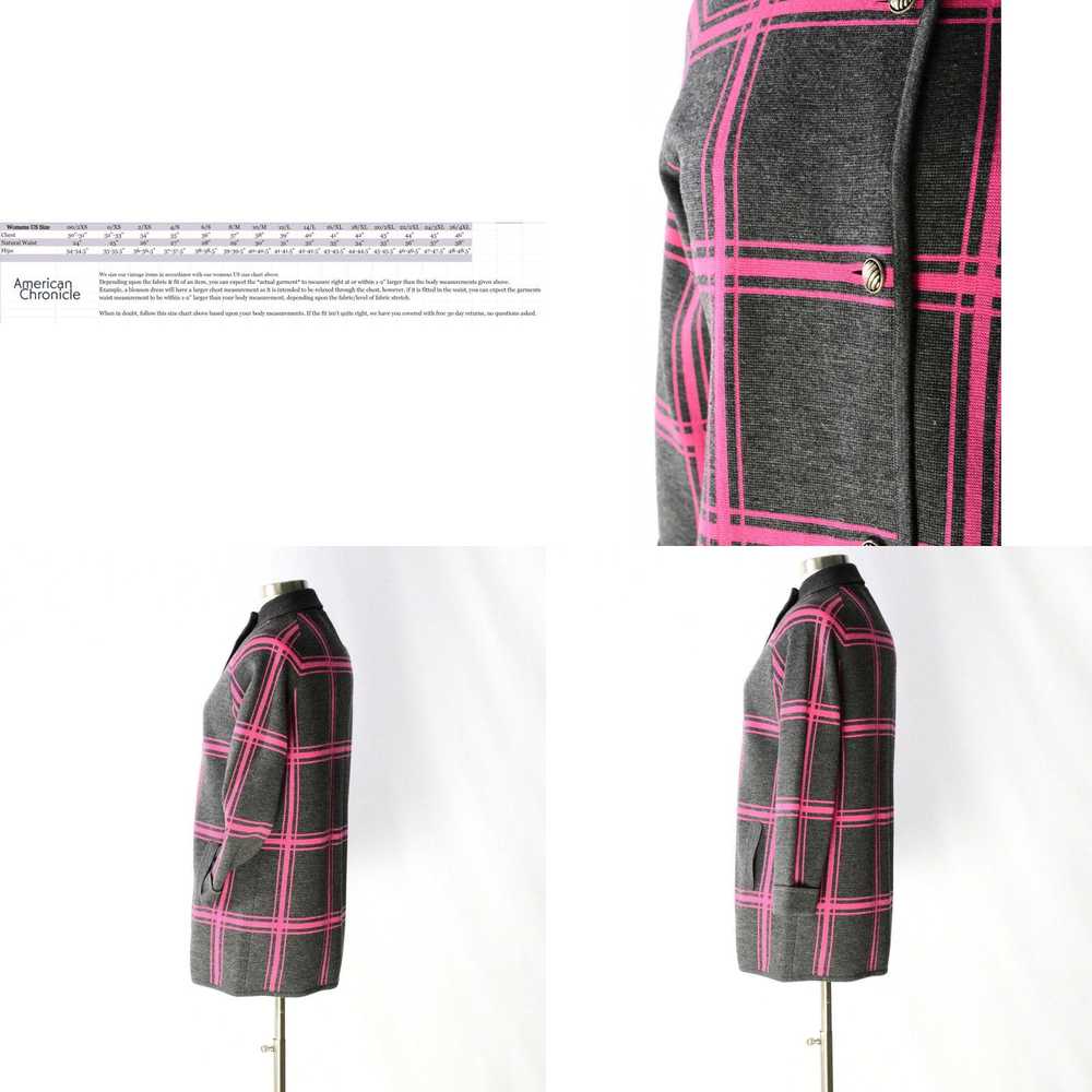 Pinko 60s Vintage Pink & Gray Window Pane Plaid W… - image 3