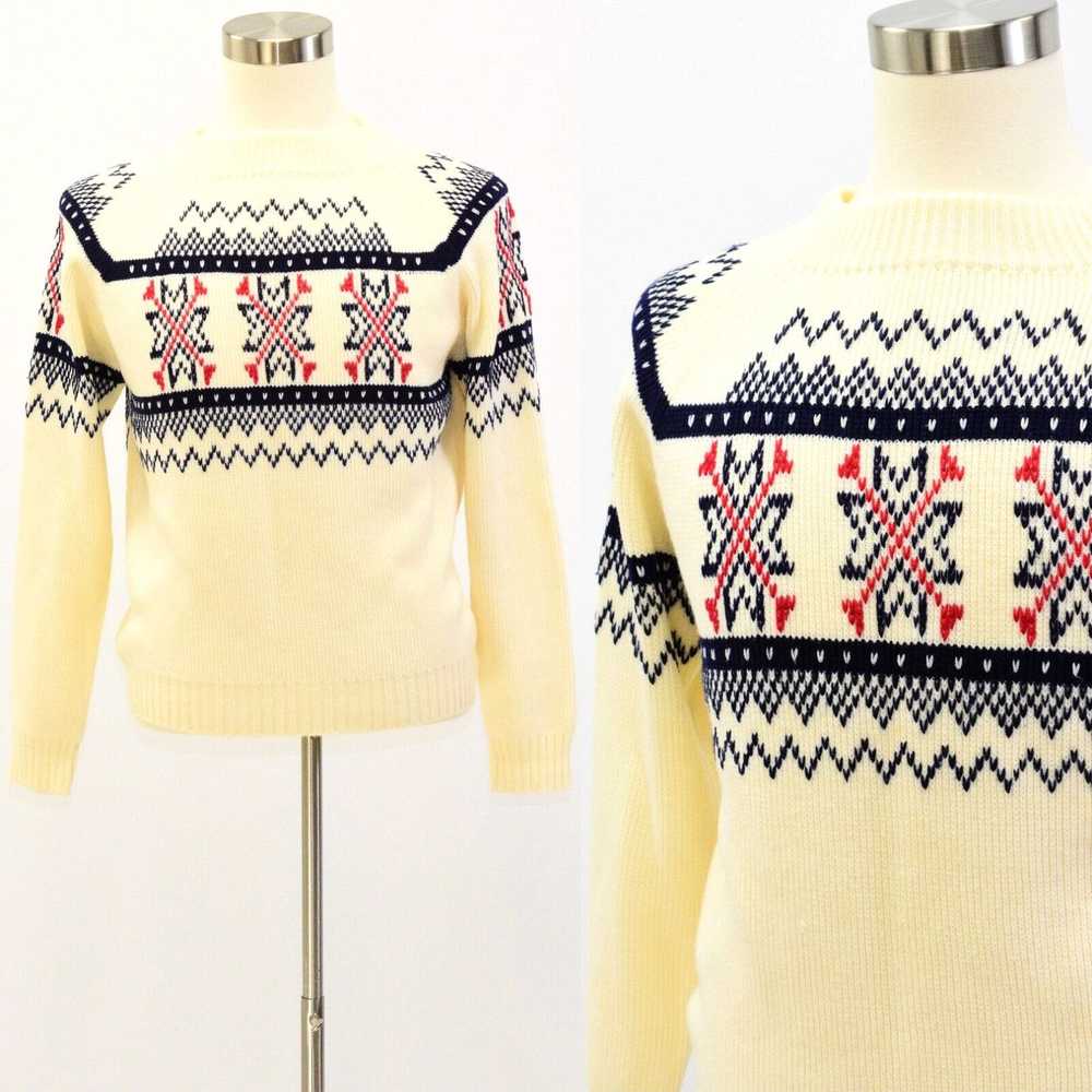 Vintage 70s Vintage Mens Geometric Sweater Size M… - image 1