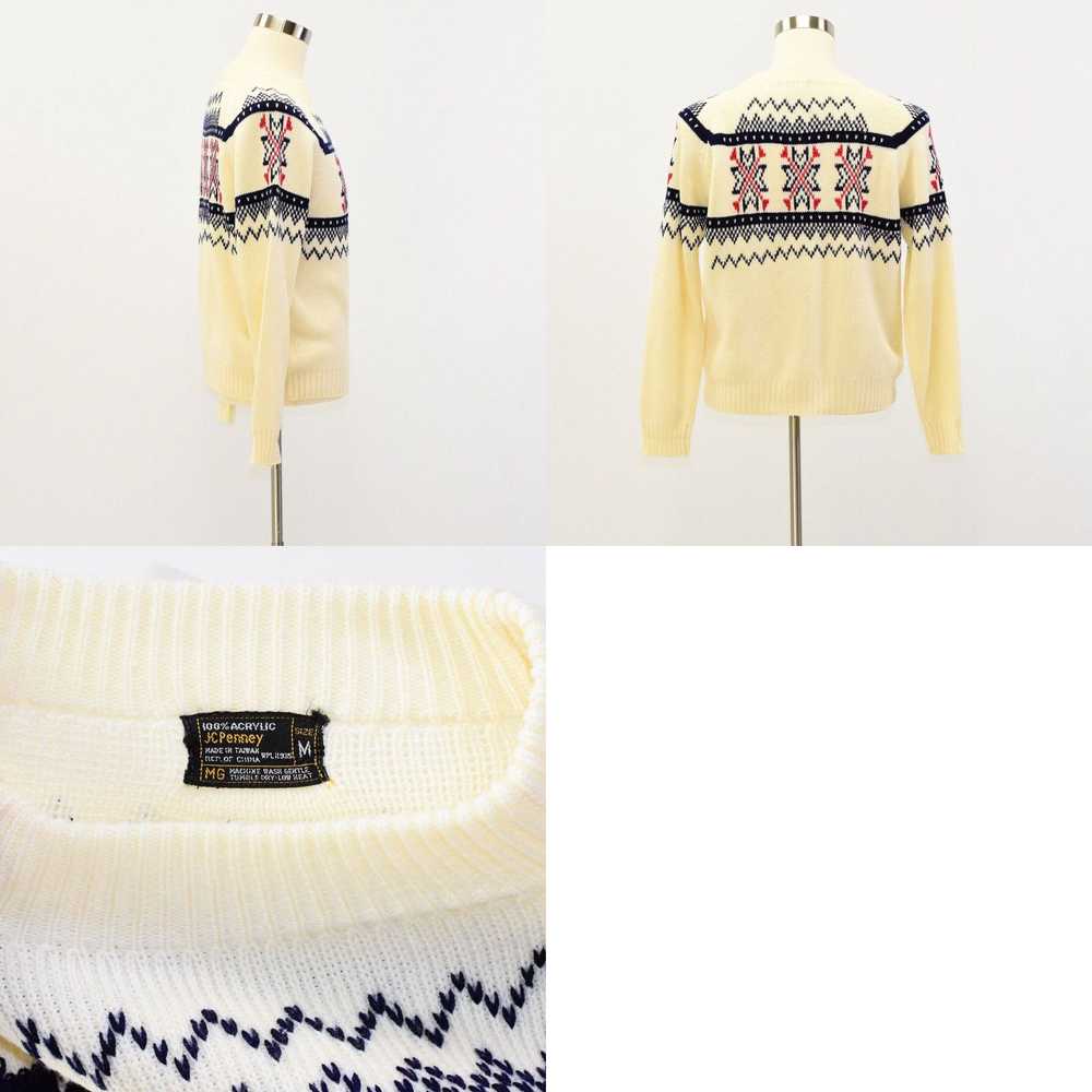 Vintage 70s Vintage Mens Geometric Sweater Size M… - image 4