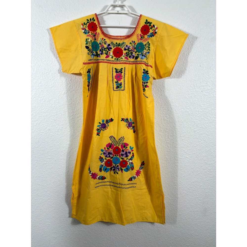 Vintage Mexican Embroidered Dress Womens Medium Y… - image 1