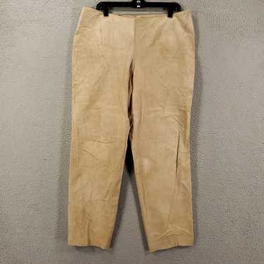 Vintage Womens Suede Leather Pants Size 14 Tan Bei