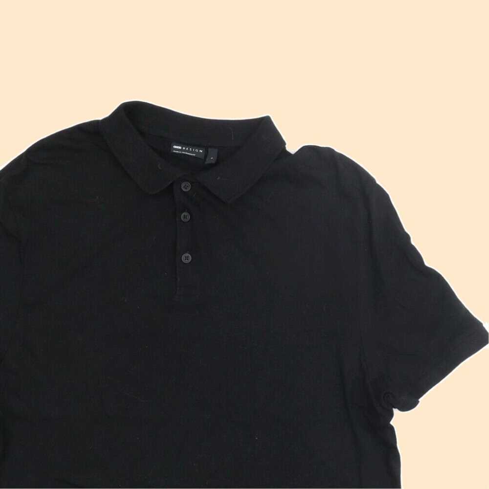 Asos Classic Fit Black Cotton Blend Polo Shirt fo… - image 3