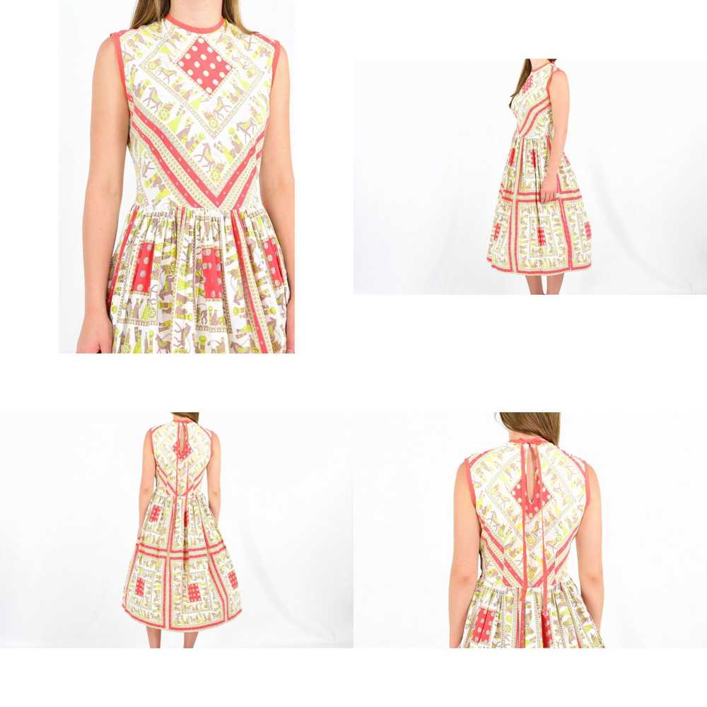 Vintage 50s Vintage Novelty Print Tea Dress A Lin… - image 4