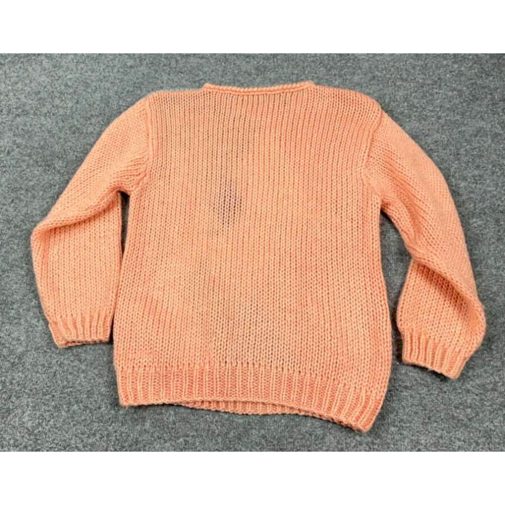 Pinko VTG 80s Chunky Hand Knit Pink Gray Abstract… - image 2