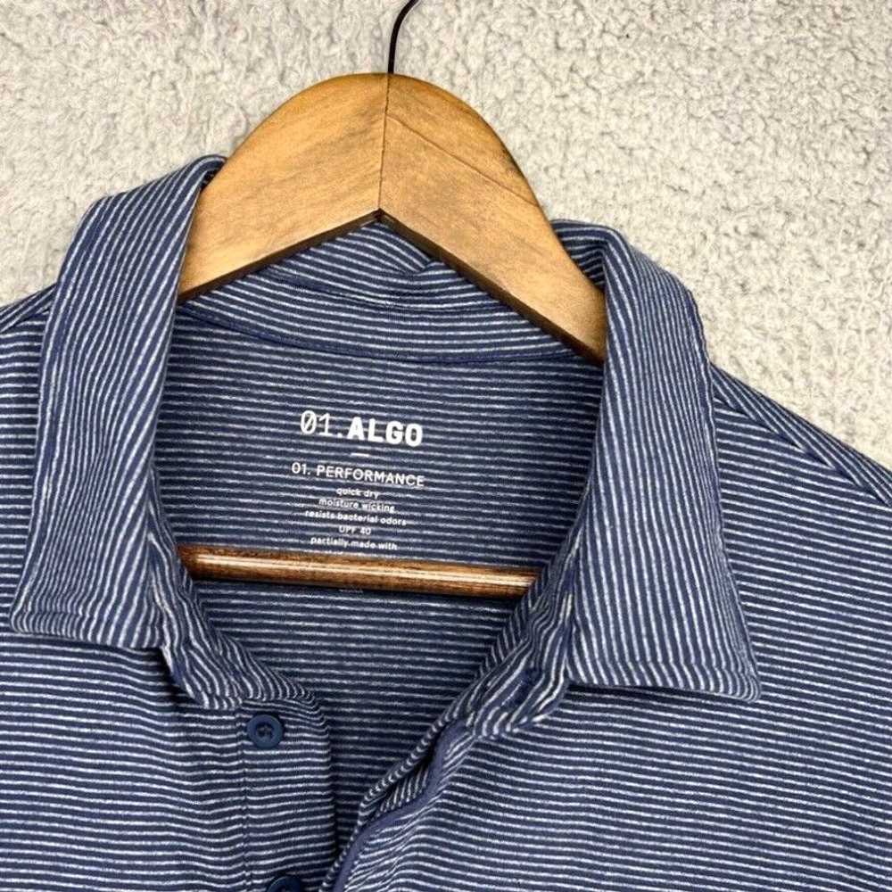 Vintage 01 Algo Shirt Men's large Blue Striped Pe… - image 2