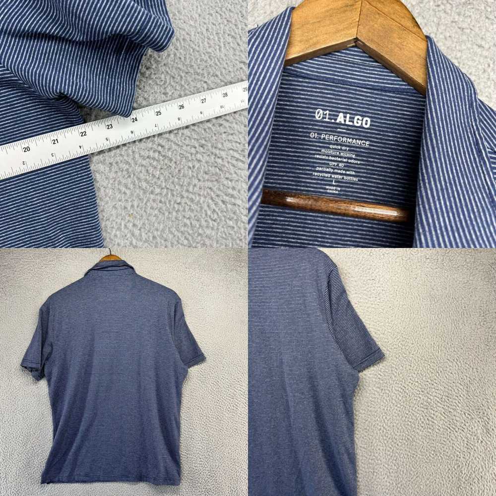 Vintage 01 Algo Shirt Men's large Blue Striped Pe… - image 4