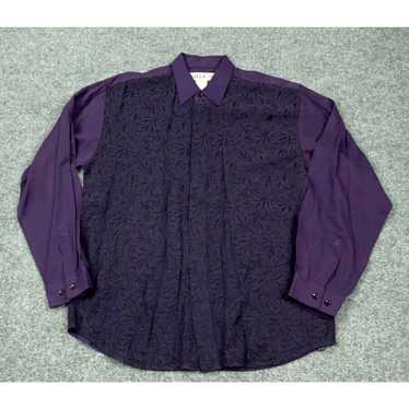 Etro Retro Purple Black Textured Paisley Shirt Adu