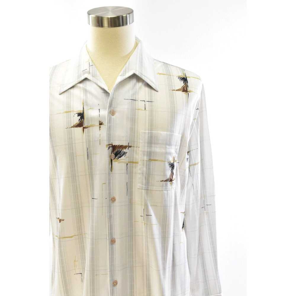 Vintage 80s Vintage Mens XL Disco Shirt White Wit… - image 3