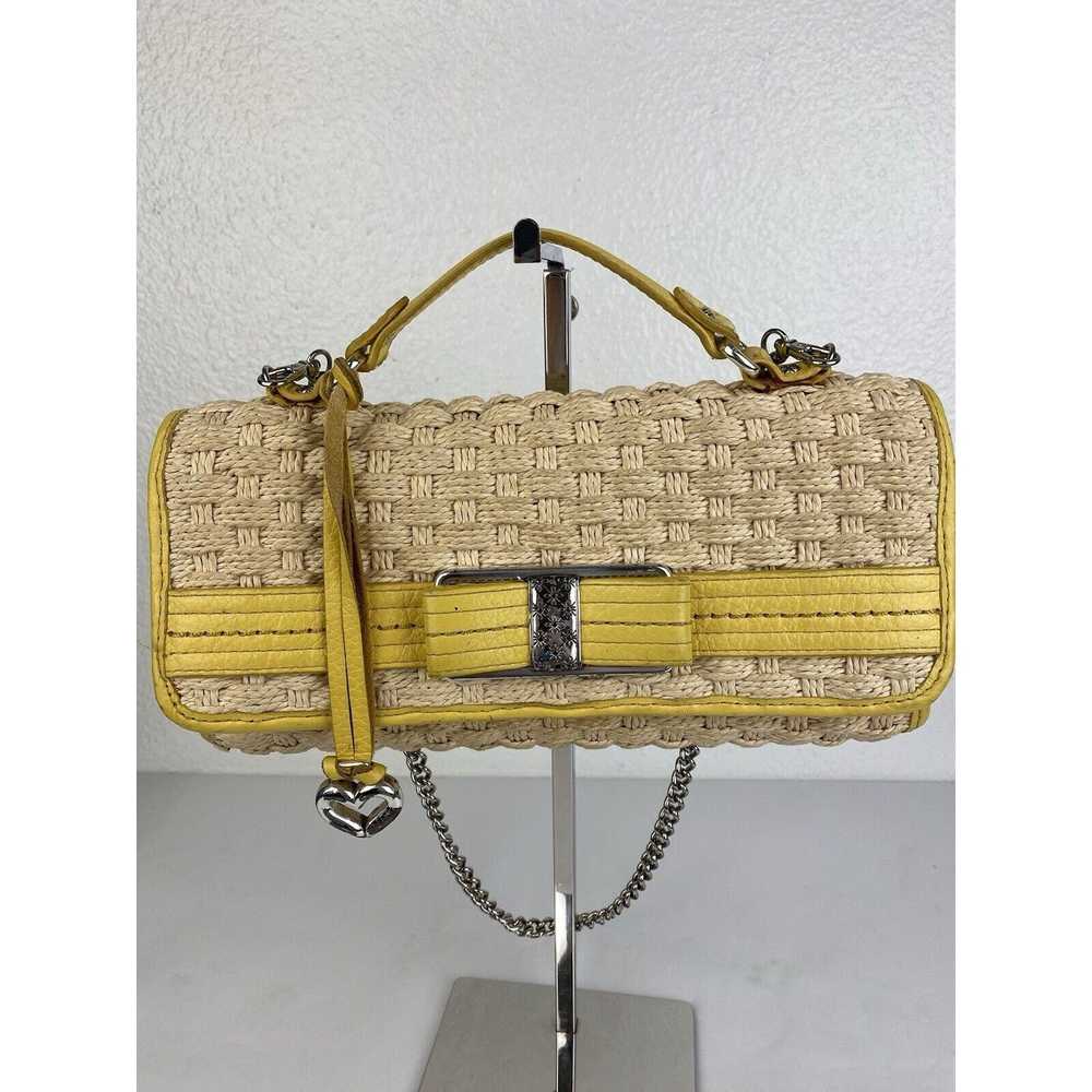 Brighton VTG BRIGHTON Straw Bag Yellow Leather Li… - image 1