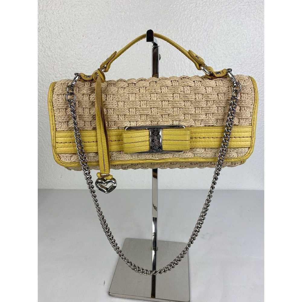 Brighton VTG BRIGHTON Straw Bag Yellow Leather Li… - image 2