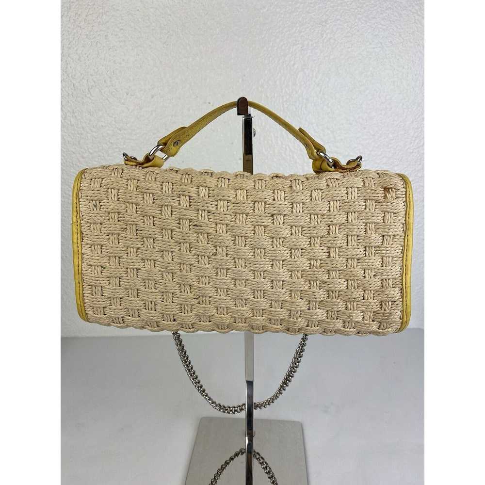 Brighton VTG BRIGHTON Straw Bag Yellow Leather Li… - image 5