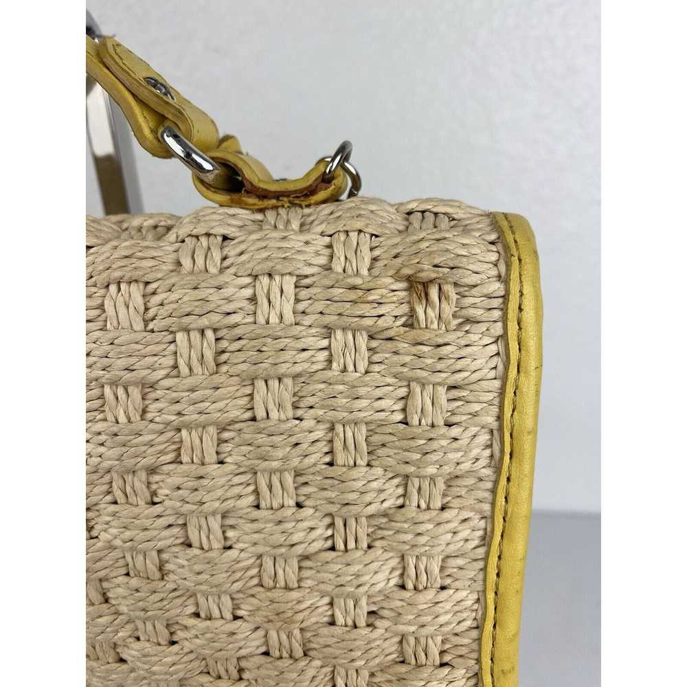 Brighton VTG BRIGHTON Straw Bag Yellow Leather Li… - image 6