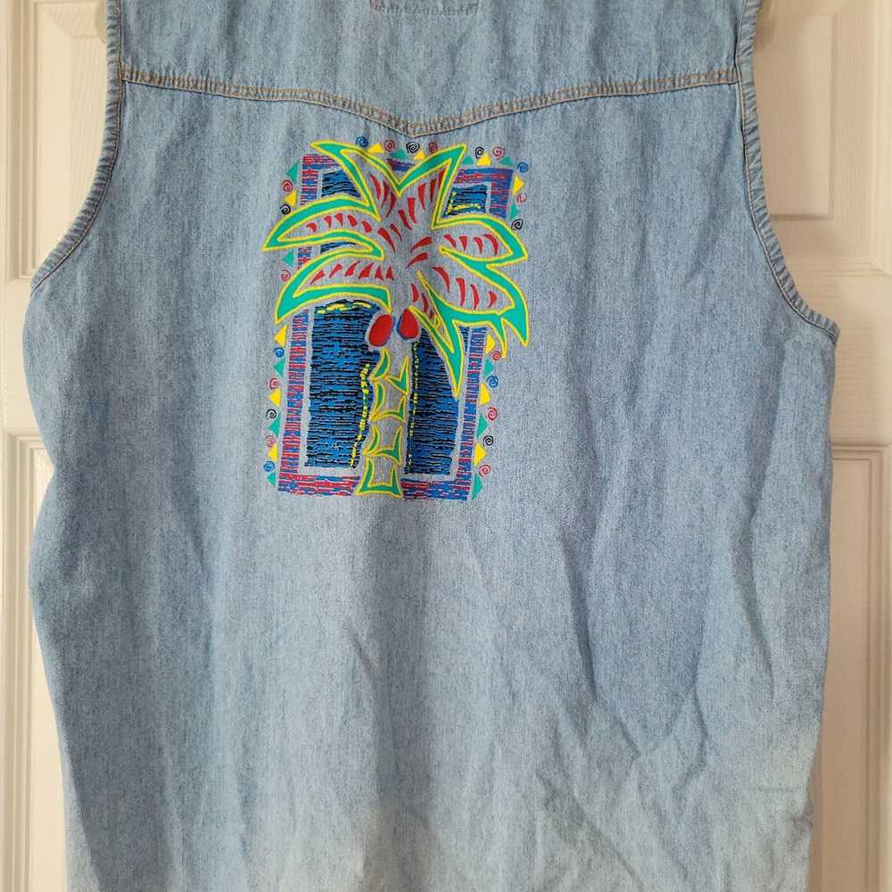 Biker Image Mens Vintage Key West Sleeveless Snap… - image 5