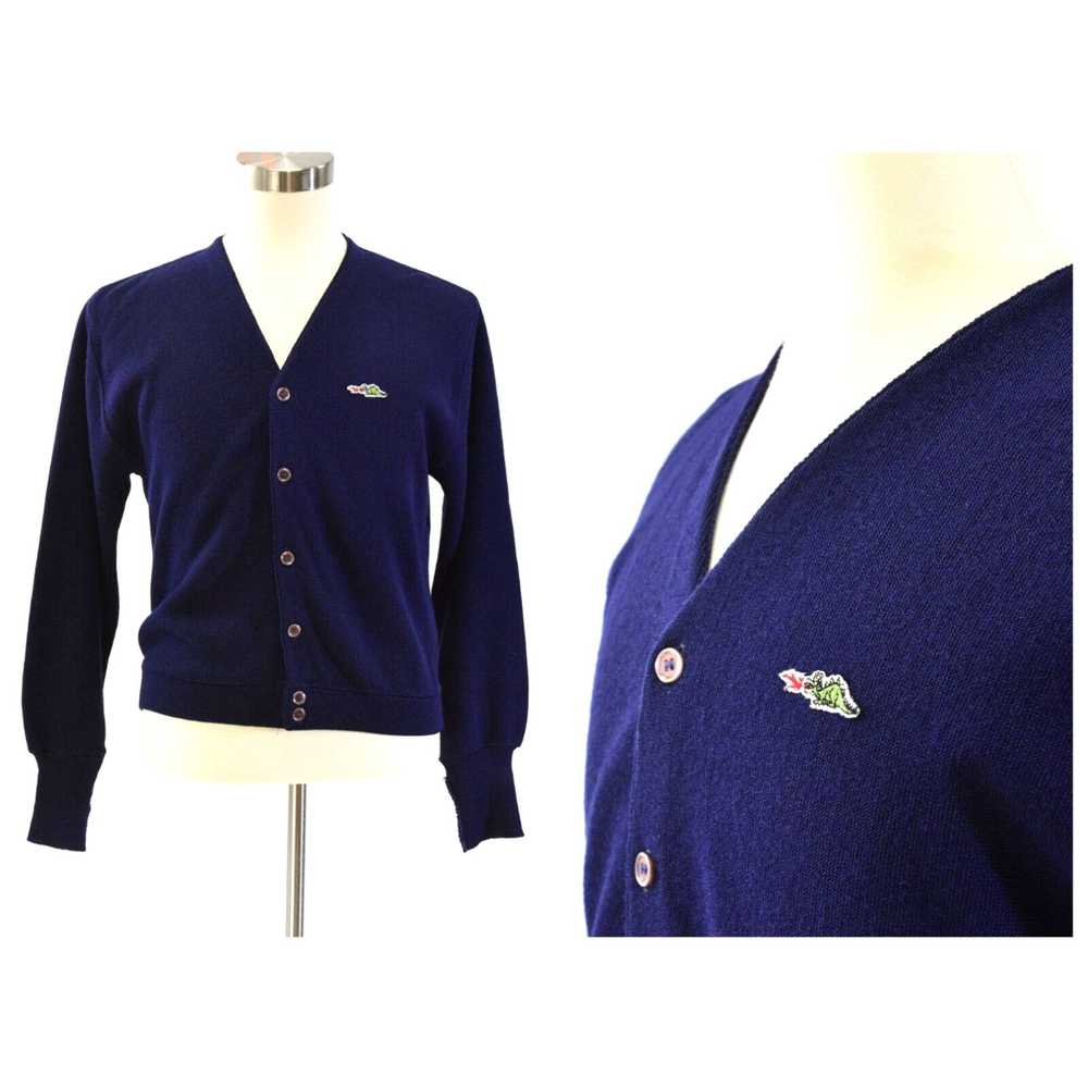 Sears 70s Vintage Mens M Navy Blue Grandpa Cardig… - image 1