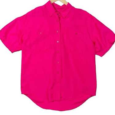 Vintage Fulin Hot Pink Silk Button Up Blouse