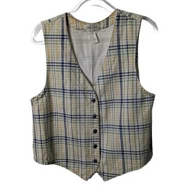 Vintage 90's Cherokee Plaid Striped Print Vest Co… - image 1