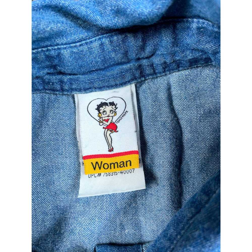 Vintage VTG Betty Boop Shopping Queen Denim Shirt… - image 3