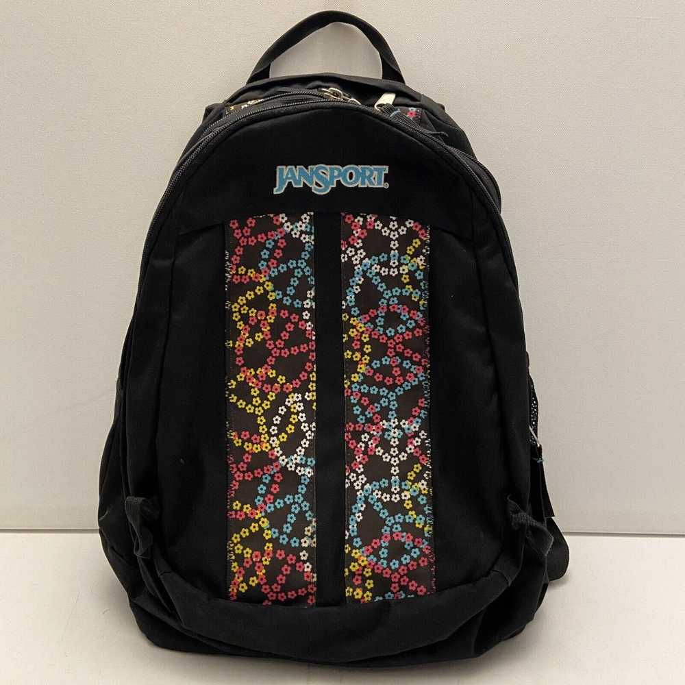 Jansport Jansport Backpack Floral Peace Signs Mul… - image 2