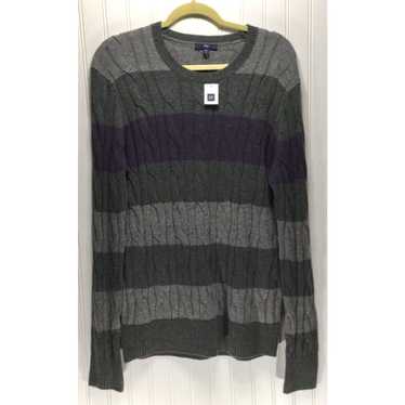 Gap New GAP Mens Size L Striped Cable Knit pullov… - image 1