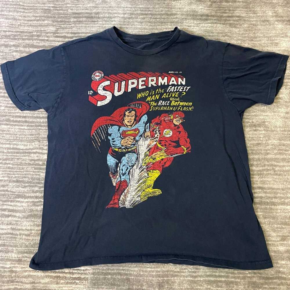 Vintage DC Superman vs Flash T-Shirt L Mens Authe… - image 1