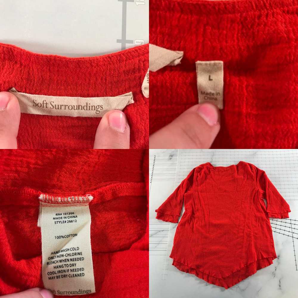 Vintage Soft Surroundings Top Womens Large Red Or… - image 4