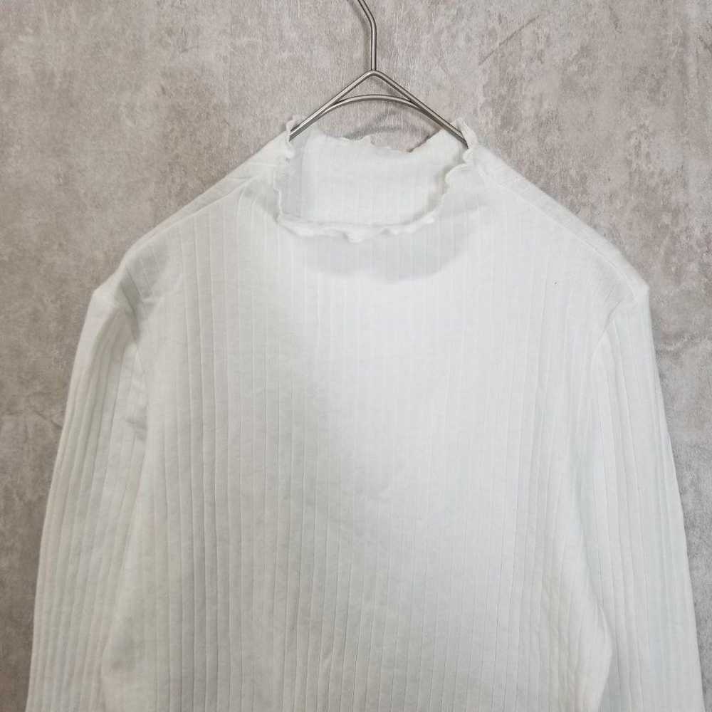 C-IN【US L】Mock Neck Cotton Top White Clean A4492 - image 2