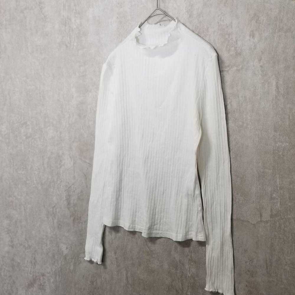 C-IN【US L】Mock Neck Cotton Top White Clean A4492 - image 4